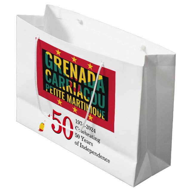 Sacola Para Presentes Grande 2024 Independência GRENADIAN 50.º Aniversário (Frente inclinada)
