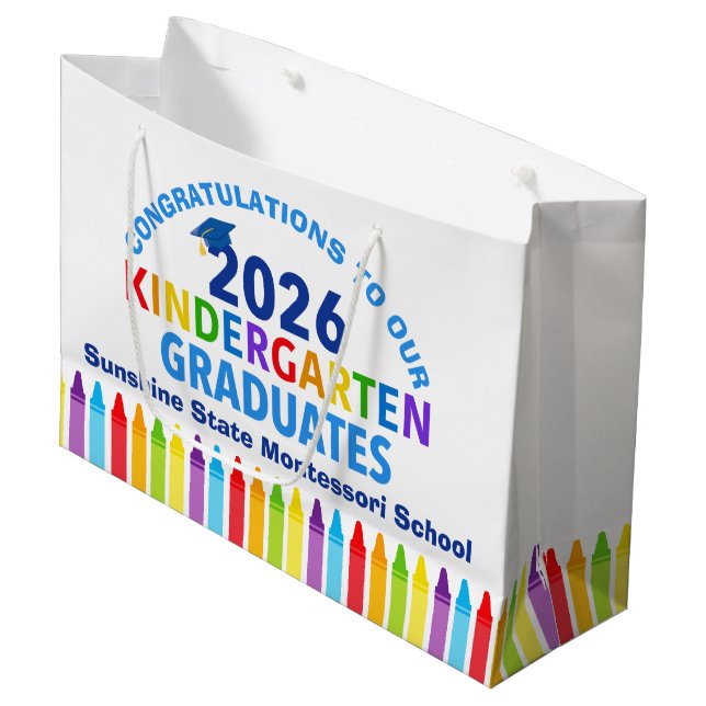 Sacola Para Presentes Grande 2026 Kindergarten Graduation Custom School Party (Frente inclinada)
