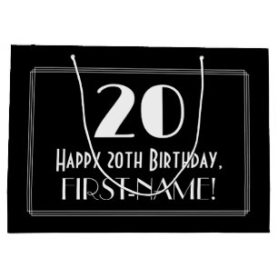 Sacola Para Presentes Grande 20 Aniversário: Art Deco Estilo Inspirado "20", N