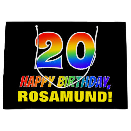 Sacola Para Presentes Grande 20 Aniversário: Negrito, Divertido, Simples, Arco-