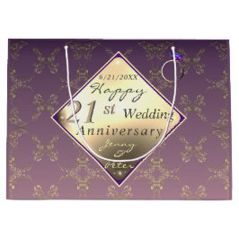 Sacola Para Presentes Grande 21 Aniversário de Casamentos de ruas Brass e Iolit