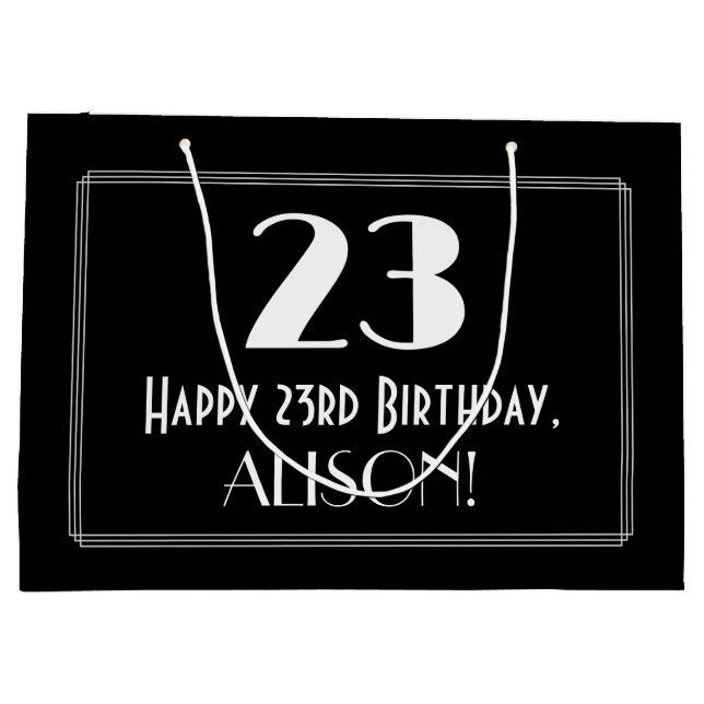 Sacola Para Presentes Grande 23.º Aniversário: Art Deco Inspira Estilo "23", No (Verso)