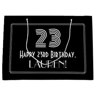 Sacola Para Presentes Grande 23.o aniversário — Art Deco Inspirou o Olho "23" &
