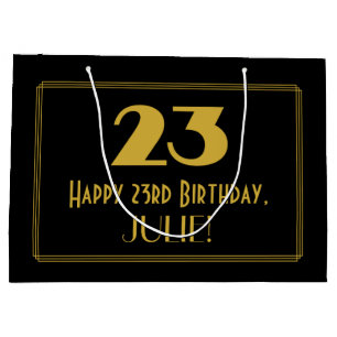 Sacola Para Presentes Grande 23.o aniversário — Art Deco Inspirou o Olho "23" &