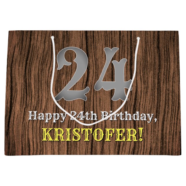 Sacola Para Presentes Grande 24.º aniversário: Country Western Inspirou Olhar,  (Frente)