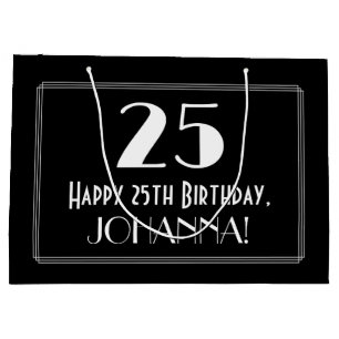 Sacola Para Presentes Grande 25 Aniversário: Art Deco Estilo Inspirado "25", N