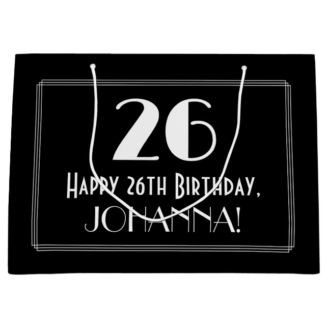 Sacola Para Presentes Grande 26.º aniversário: Art Deco Inspirou Estilo "26", N (Frente)