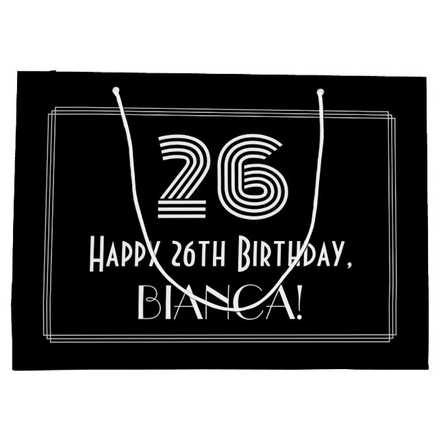 Sacola Para Presentes Grande 26.o aniversário — Art Deco Inspirou Olhar "26" &  (Verso)