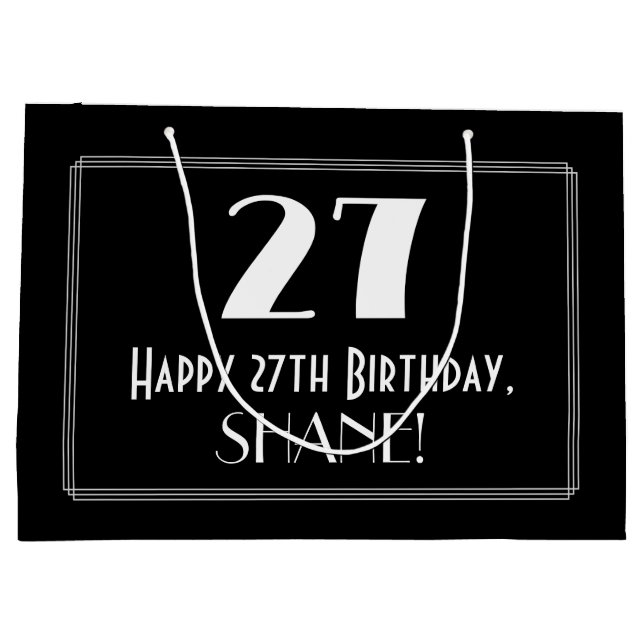 Sacola Para Presentes Grande 27.º Aniversário: Art Deco Inspira Estilo "27", No (Verso)