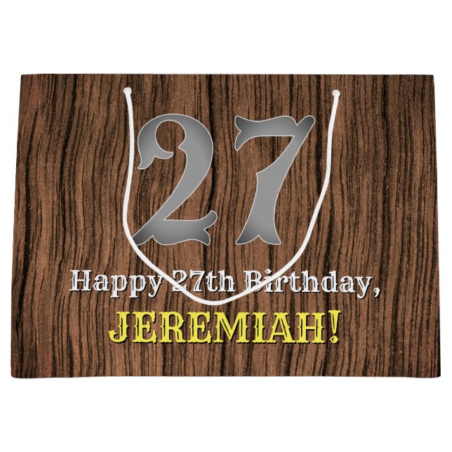 Sacola Para Presentes Grande 27.º aniversário: Country Western Inspirou Olhar,  (Frente)