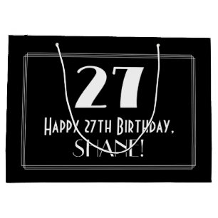 Sacola Para Presentes Grande 27.o aniversário: Art Deco Estilo Inspirado "27",