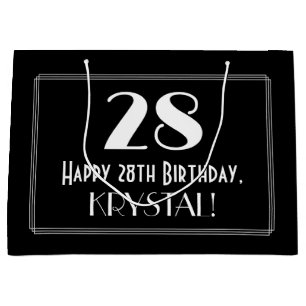 Sacola Para Presentes Grande 28.o aniversário: Art Deco Estilo Inspirado "28",