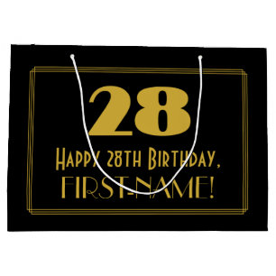 Sacola Para Presentes Grande 28.o aniversário — Art Deco inspirou "28" e nom