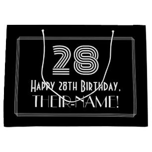 Sacola Para Presentes Grande 28.o aniversário — Art Deco Inspirou Olhar "28" & 