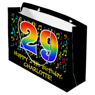 Sacola Para Presentes Grande 29.o aniversário - Símbolos de música coloridos