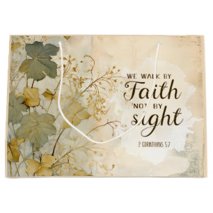 Sacola Para Presentes Grande 2 Corinthians 5:7 Caminhamos por Faith Bíblia Vers