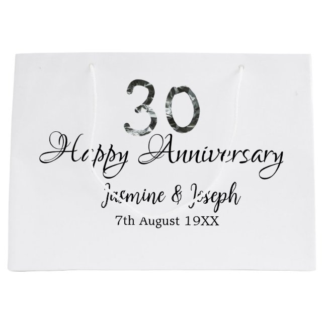 Sacola Para Presentes Grande 30 de Silver Metálico Nome do Apelido Feliz Aniver (Frente)