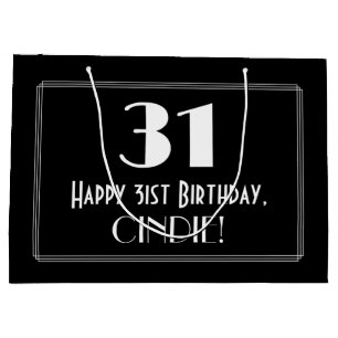 Sacola Para Presentes Grande 31º Aniversário: Art Deco Estilo Inspirado "31",