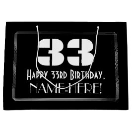 Sacola Para Presentes Grande 33º Aniversário ~ Arte Deco Inspirou "33" + Nome