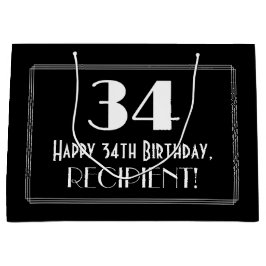 Sacola Para Presentes Grande 34.º Aniversário: Art Deco Inspirou Estilo "34", N