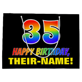 Sacola Para Presentes Grande 35.º aniversário: Negrito, Divertido, Simples, Arc