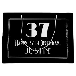 Sacola Para Presentes Grande 37.º Aniversário: Art Deco Inspira Estilo 37, Nome