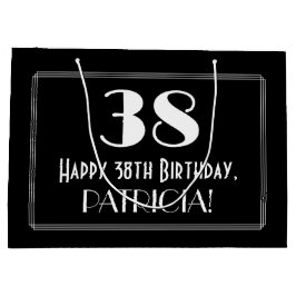 Sacola Para Presentes Grande 38.º aniversário: Art Deco Inspira Estilo "38", No