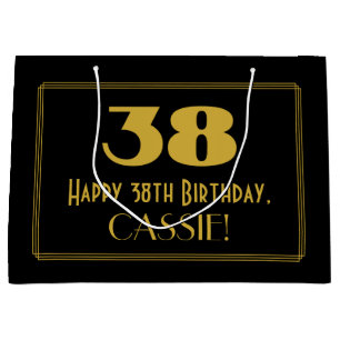 Sacola Para Presentes Grande 38.o Aniversário — Art Deco inspirou "38" e nom