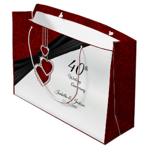 Sacola Para Presentes Grande 40º aniversário de casamento de Ruby - Grande