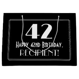 Sacola Para Presentes Grande 42º Aniversário: Art Deco Inspira Estilo "42", Nom
