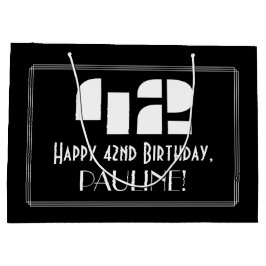 Sacola Para Presentes Grande 42º Aniversário ~ Arte Deco Inspirou "42" + Nome