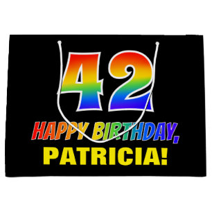 Sacola Para Presentes Grande 42º Aniversário: Negrito, Divertido, Simples, Ar