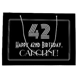 Sacola Para Presentes Grande 42.o aniversário — Art Deco Inspirou o Olho "42" &