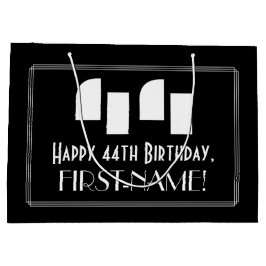 Sacola Para Presentes Grande 44 Aniversário ~ Arte Deco Inspirou "44" + Nome