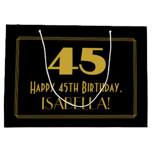 Sacola Para Presentes Grande 45º Aniversário — Visual Inspirado em Art Déco "45