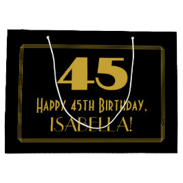 Sacola Para Presentes Grande 45.o aniversário — Art Deco Inspirou "45" e nome
