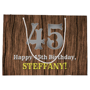 Sacola Para Presentes Grande 45.o aniversário: Country Western Inspirou Olhar,