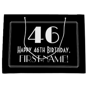 Sacola Para Presentes Grande 46.o aniversário: Art Deco Estilo Inspirado "46",