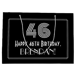 Sacola Para Presentes Grande 46.o aniversário — Art Deco inspirou "46" e nom
