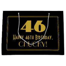 Sacola Para Presentes Grande 46.o aniversário — Art Deco Inspirou "46" & Nome