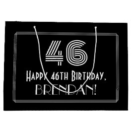 Sacola Para Presentes Grande 46.o aniversário — Art Deco Inspirou "46" & Nome