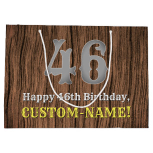 Sacola Para Presentes Grande 46.o aniversário: Country Western Inspired, Nome