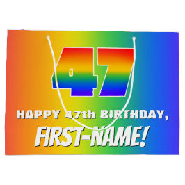 Sacola Para Presentes Grande 47º aniversário: Padrão Divertido e Colorido do Ar