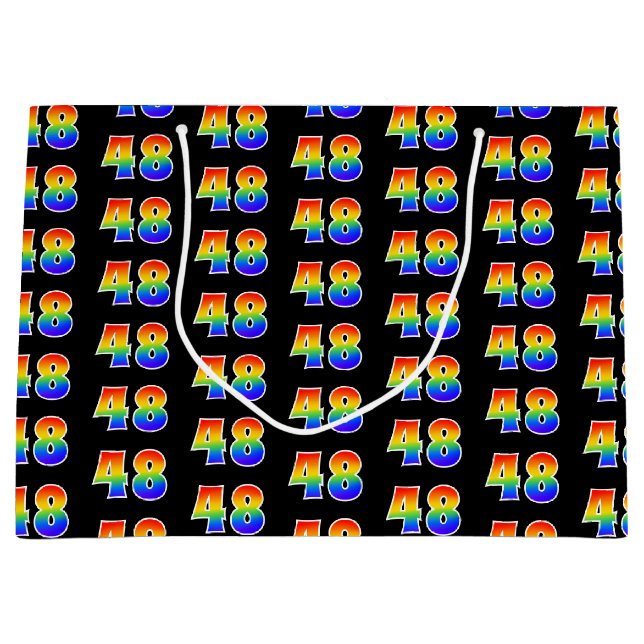 Sacola Para Presentes Grande 48º aniversário: Diversão do evento Rainbow Número (Frente)