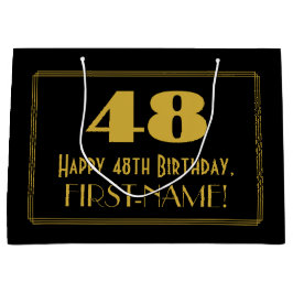 Sacola Para Presentes Grande 48.o aniversário — Art Deco Inspirou "48" & Nome