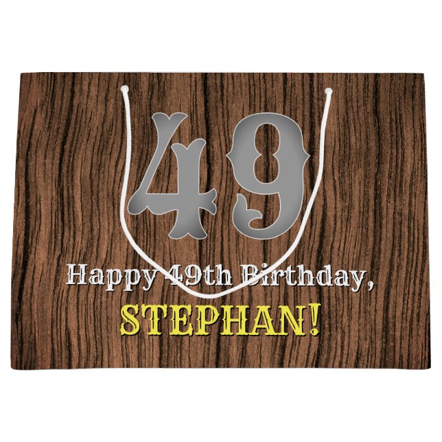 Sacola Para Presentes Grande 49º aniversário: Country Western Inspirou Olhar, N (Frente)