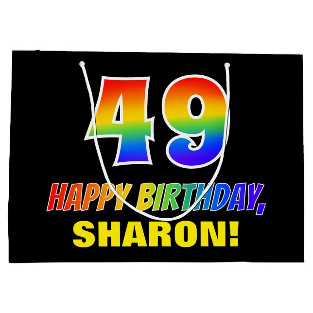 Sacola Para Presentes Grande 49º aniversário: Negrito, Divertido, Simples, Arco (Verso)