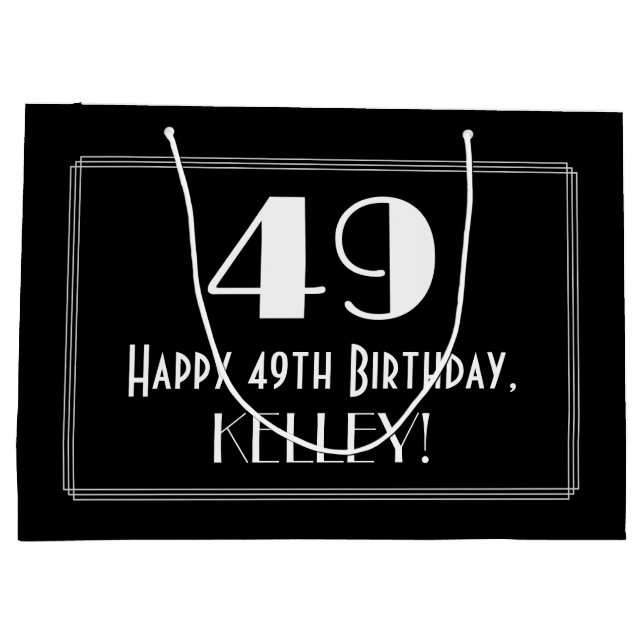Sacola Para Presentes Grande 49.º Aniversário: Art Deco Inspira Estilo "49", No (Verso)