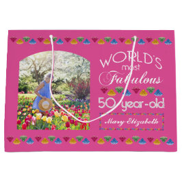 Sacola Para Presentes Grande 50º aniversário As mais fabulosas joias cor-de-ros