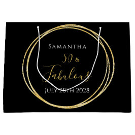 Sacola Para Presentes Grande 50º aniversário Preto Dourado Personalizado